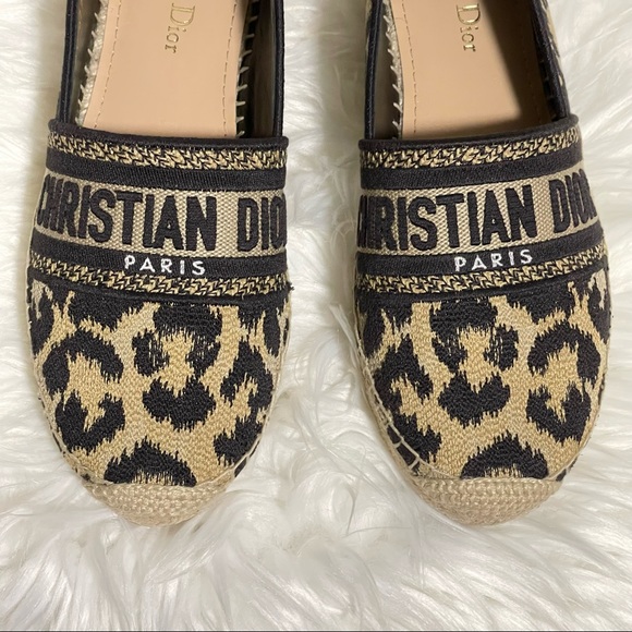 CHRISTIAN DIOR LOGO EMBROIDERED LEOPARD PRINT GRANVILLE ESPADRILLE 38 - Picture 3 of 10